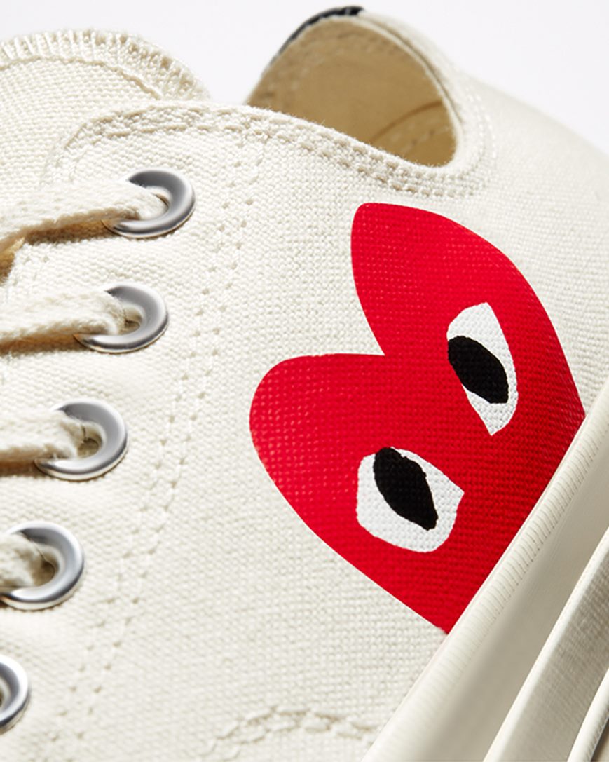 Zapatillas Bajas Converse x Comme des Garçons PLAY Chuck 70 Mujer Blancas Rojas | PE 5E0LW2